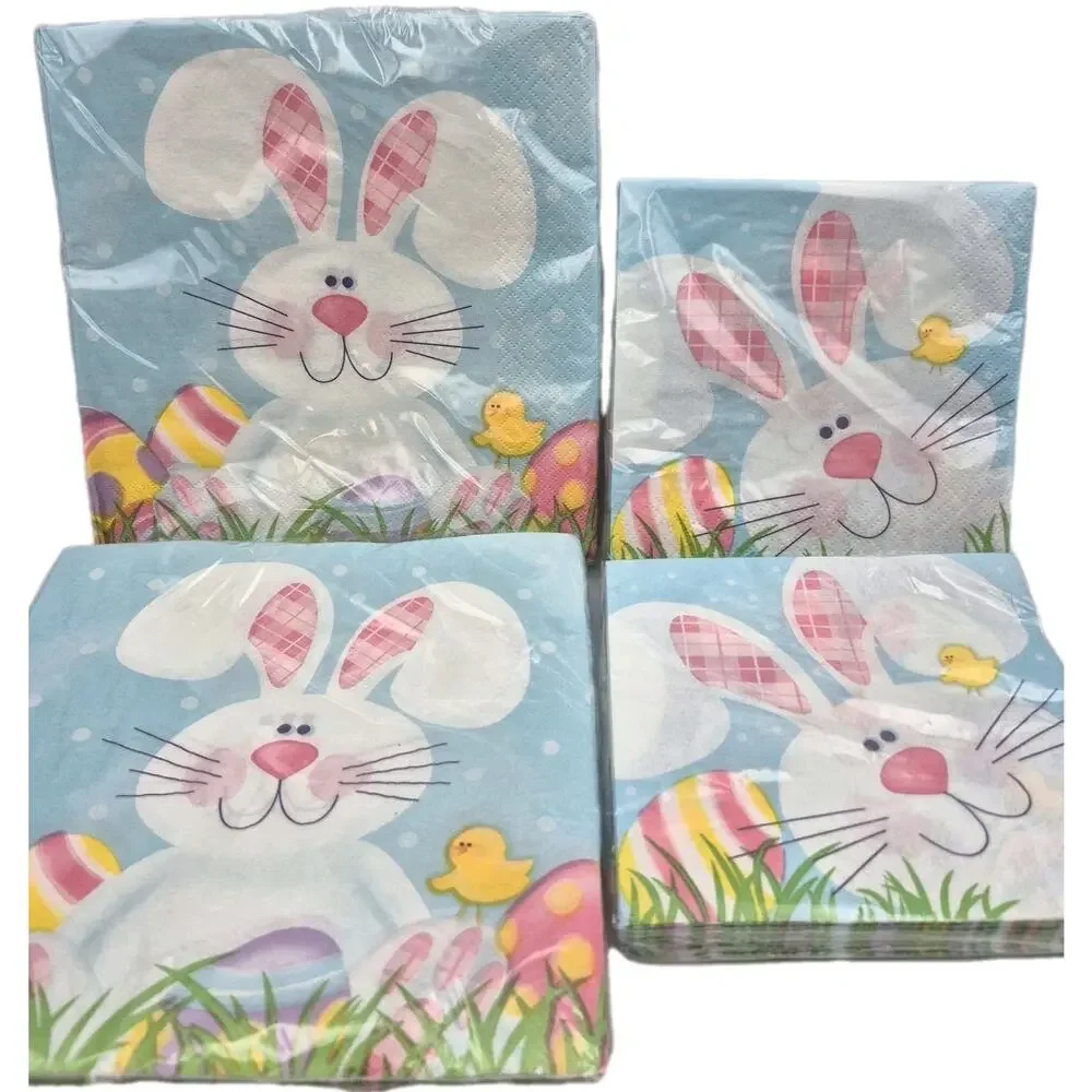 Cottontail Fun Easter Dessert Plates Dinner & Cocktail Napkins for 16 NEW Sealed
